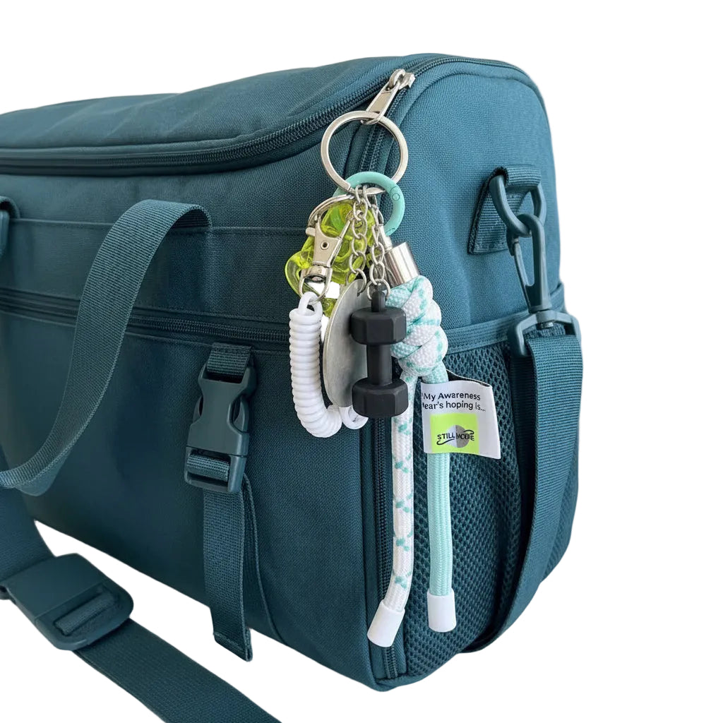 Fitness-Themed Multi-Charm Keychain with Dumbbell &amp; Cord Accents