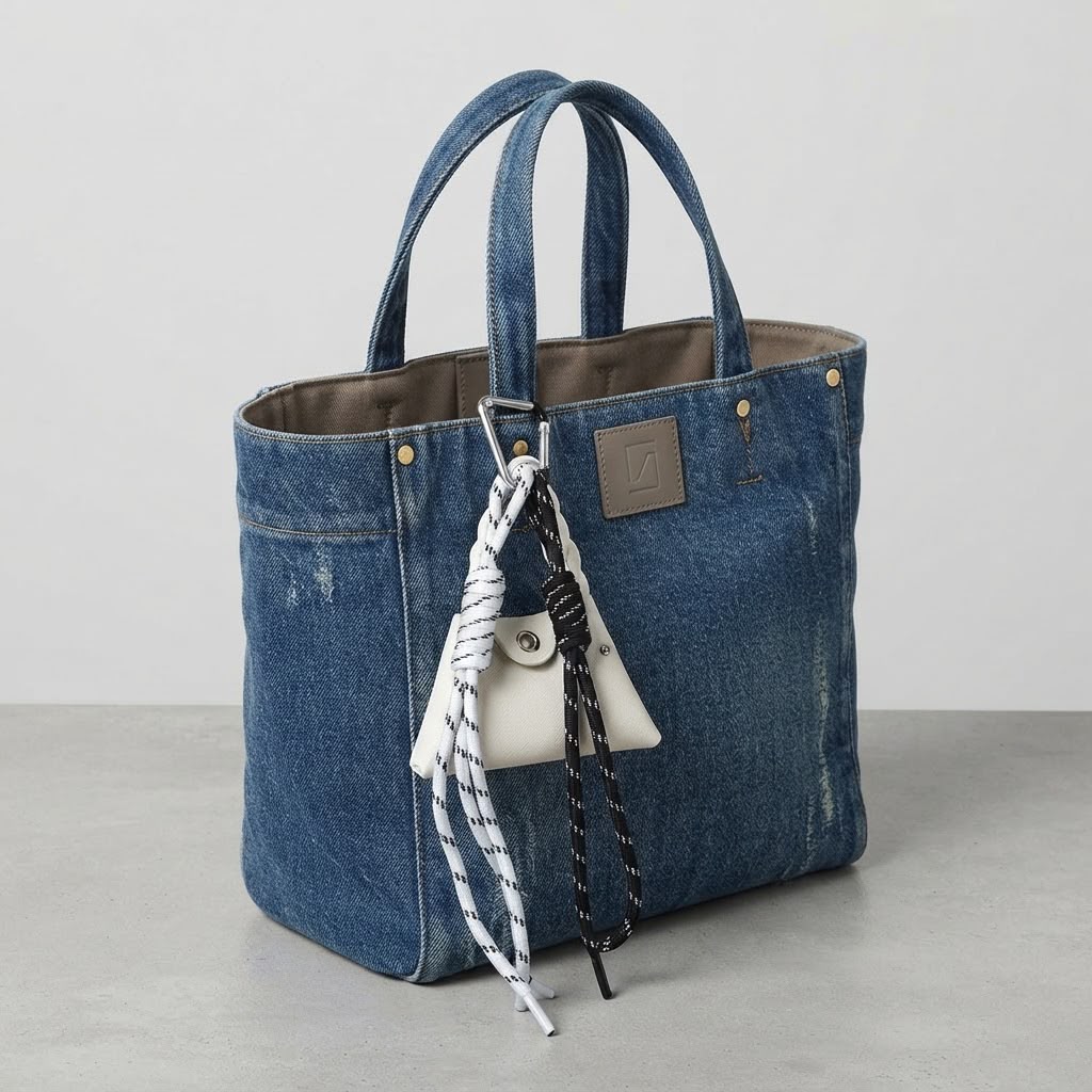 Plush Bag Charm with Miniature Handbag and Rope Details &nbsp;